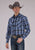 Roper Mens 2482 Western Plaid Carolina Blue Cotton Blend L/S Shirt