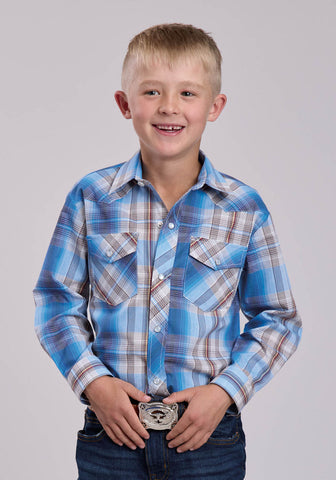 Roper Kids Boys 2898 Madras Plaid Multi-Color Cotton Blend L/S Shirt