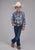 Roper Kids Boys 2484 Western Plaid Navy/Light Blue Cotton Blend L/S Shirt
