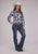 Roper Womens Fancy Horseshoe Yokes Grey/Black/White Cotton Blend L/S Shirt
