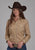 Roper Womens 2283 Wallpaper Tan/Navy Cotton Blend L/S Shirt