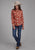 Roper Womens 2282 Floral Orange/Cream Cotton Blend Retro L/S Shirt