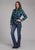 Roper Womens 2128 Windowpane Plaid Multi Blue Cotton Blend L/S Shirt