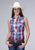 Roper Womens 55/45 Lurex Plaid Red/White Cotton Blend S/L Shirt