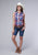 Roper Womens 55/45 Lurex Plaid Red/White Cotton Blend S/L Shirt