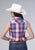 Roper Womens 55/45 Lurex Plaid Red/White Cotton Blend S/L Shirt