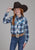 Roper Youth Girls 2102 Horseshoe Plaid Blue/White Cotton Blend L/S Shirt