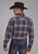 Roper Mens 2176 Arrow Dobby Brown/Blue 100% Cotton L/S Shirt
