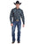 Roper Mens 2606 Diamond Dobby Blue/Navy 100% Cotton L/S Shirt