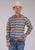 Roper Mens Mini Aztec Stripe Brown/Blue 100% Cotton L/S Shirt
