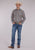 Roper Mens Mini Aztec Stripe Brown/Blue 100% Cotton L/S Shirt