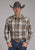 Roper Mens Mirage Plaid Tan/Blue 100% Cotton L/S Shirt