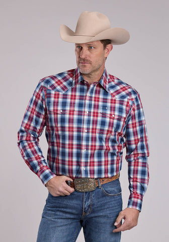 Roper Mens American West Plaid Multi-Color 100% Cotton L/S Shirt