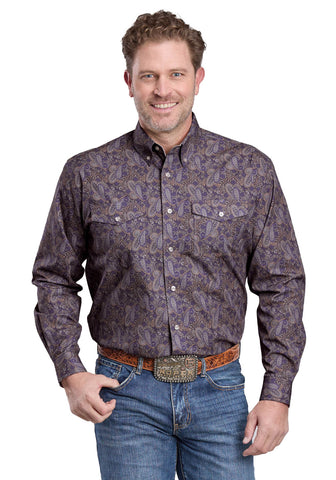 Roper Mens Purple Haze Paisley Purple 100% Cotton Btn L/S Shirt