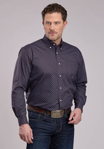 Roper Mens Winter Foulard Brown 100% Cotton 1 Pkt L/S Shirt