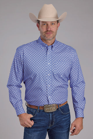 Roper Mens 2385 Foulard Periwinkle 100% Cotton 1 Pkt L/S Shirt
