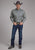 Roper Mens Stretch Medallion Paisley Grey Cotton Blend 1 Pkt L/S Shirt