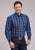 Roper Mens Midnight Plaid Blue 100% Cotton Button L/S Shirt