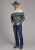 Roper Mens Retro Diamond Border Blue 100% Cotton L/S Shirt