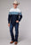 Roper Mens 1994 Aztec Border Blue 100% Cotton L/S Shirt