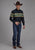 Roper Mens Aztec Border Navy 100% Cotton L/S Shirt