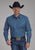 Roper Mens 2163 Diamond Print Blue Cotton Blend Tall L/S Shirt