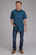 Roper Mens 2350 Diamond Print Blue 100% Cotton S/S Shirt
