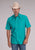 Roper Mens 2509 Solid Stretch Poplin Turquoise Cotton Blend S/S Shirt
