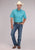 Roper Mens 2510 Stretch Mini Check Turquoise Cotton Blend S/S Shirt
