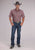 Roper Mens 2510 Stretch Mini Check Wine Cotton Blend S/S Shirt