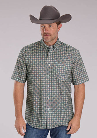 Roper Mens 2501 Medallion Foulard Grey 100% Cotton 1 Pkt S/S Shirt