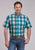 Roper Mens 2890 Sunset Plaid Turquoise 100% Cotton Btn S/S Shirt
