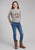 Roper Kids Girls Flower Horse Grey Cotton Blend L/S T-Shirt