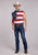 Roper Mens American Flag Red/Blue 100% Cotton S/L Shirt