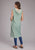 Roper Womens Hooded Sleeveless Aqua/Cream 100% Cotton Cardigan Sweater