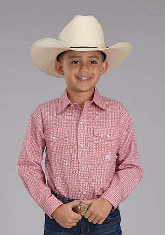 Roper Kids Boys 2500 Saltillo Foulard Rust 100% Cotton L/S Shirt