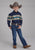 Roper Kids Boys Aztec Border Navy 100% Cotton L/S Shirt