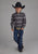Roper Kids Boys Horizontal Rodeo Stripe Black 100% Cotton L/S Shirt