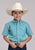 Roper Kids Boys Stretch Minicheck Turquoise Cotton Blend Btn S/S Shirt