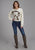 Roper Womens Large Horse Head Cream 100% Cotton L/S T-Shirt