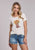 Roper Womens Sunflowers in Boots Cream Poly/Rayon S/S T-Shirt