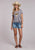 Roper Womens Sunflowers in Longhorn Skull Grey Poly/Rayon S/S T-Shirt