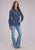 Roper Womens Drybrush Diamonds Blue 100% Cotton L/S Shirt