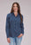 Roper Womens Drybrush Diamonds Blue 100% Cotton L/S Shirt