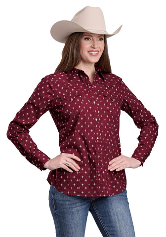 Roper Womens 2605 Mini Aztec Red 100% Cotton L/S Shirt