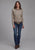 Roper Womens Brushstroke Cowboys Brown 100% Cotton L/S Shirt