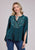 Roper Womens Teal Pearl Button Green 100% Polyester L/S Tunic