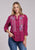 Roper Womens Colorful Embroidery Raspberry 100% Polyester L/S Blouse