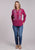 Roper Womens Colorful Embroidery Raspberry 100% Polyester L/S Blouse