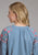 Roper Womens Pretty V-Neck Peasant Blue 100% Cotton L/S Blouse